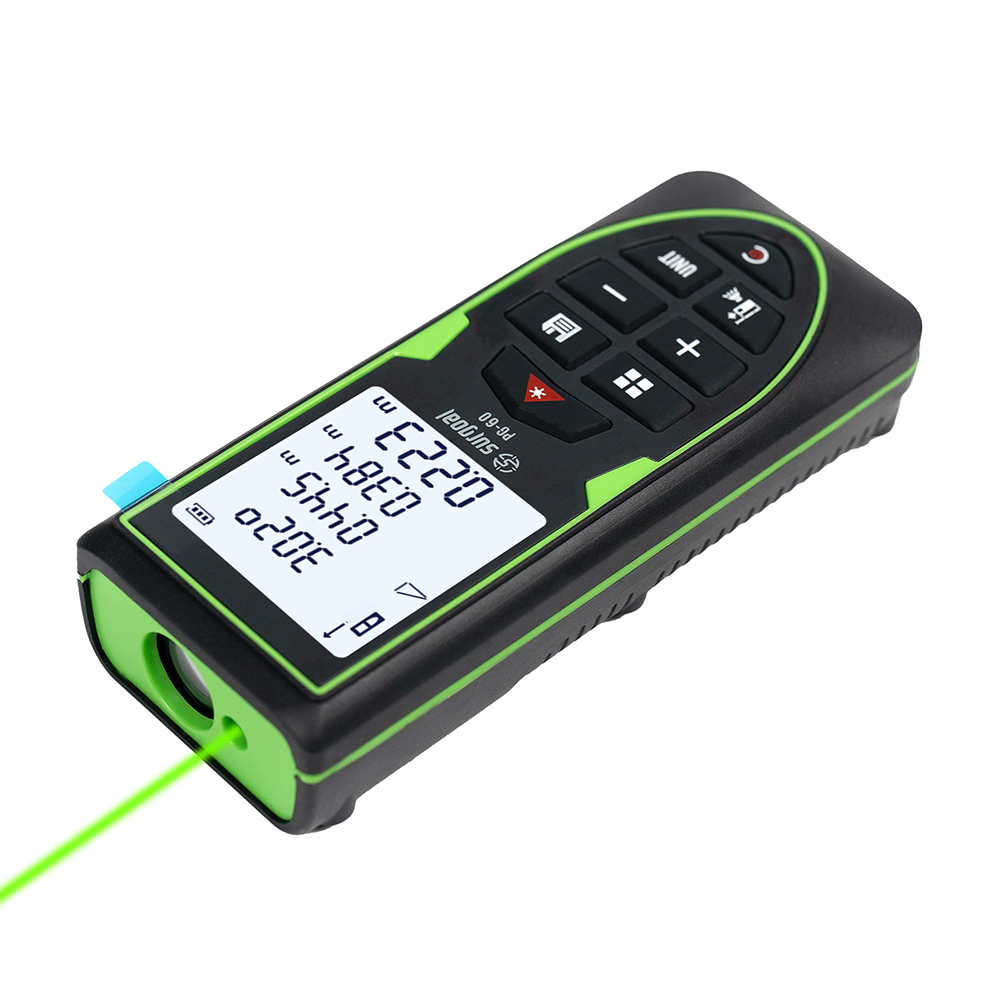 Industrial Laser Tape Measure - グリーンレーザー距離計 120m レンジファインダー 充電式 デジタルレベル計付き レーザーテープ