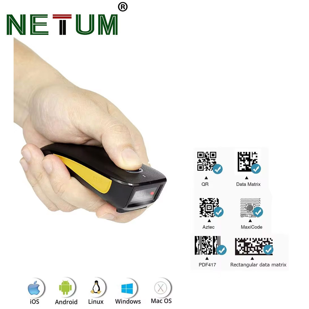 Industrial Laser Beam - Netum-Bluetooth付きバーコードスキャナー,3 in 1,2d,qrバーコードリーダー,c750,小型,ポータブル