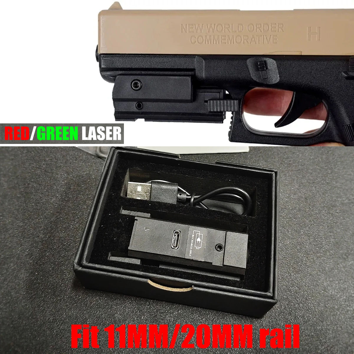 Industrial Laser Pointer - エアソフトレッドグリーンレーザーサイトポインターパワーピストルレーザー 11 ミリメートル 20 ミリメートルレール G17