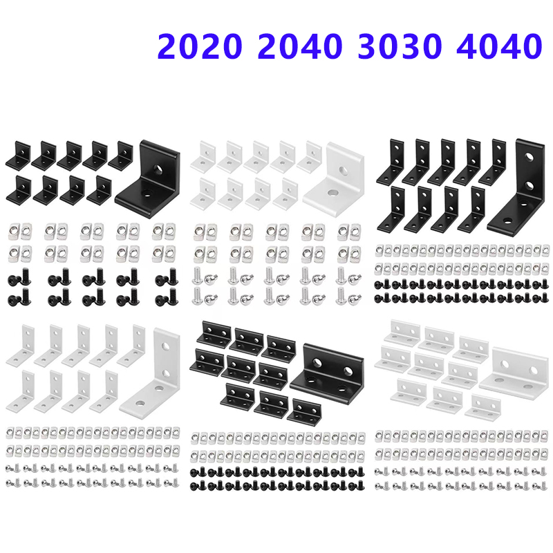 Aluminum T-Slot Profile - 10個 2020 2040 3030 4040 コーナーブラケット