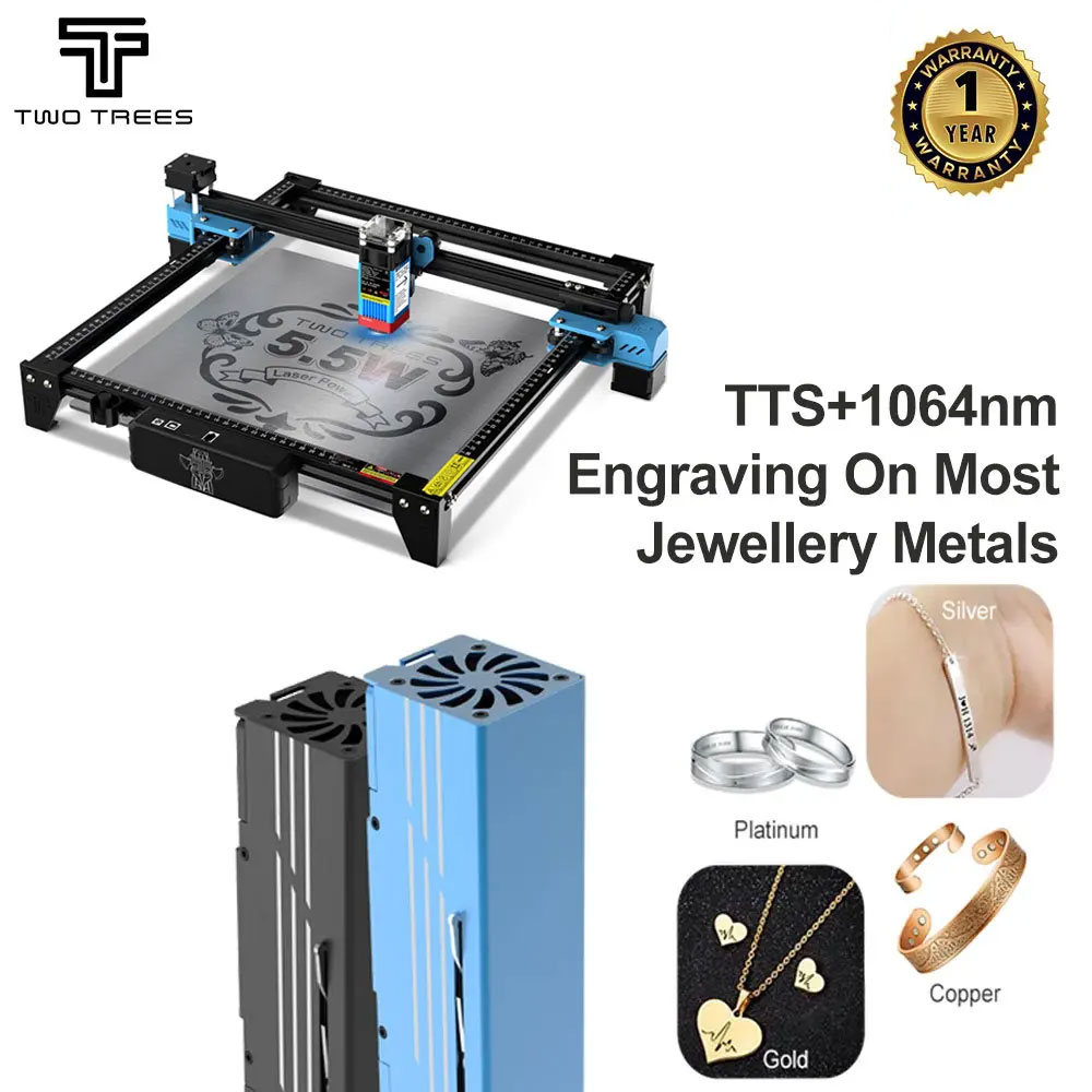 Industrial Laser Engraver - Twotrees-レーザー彫刻機TTS-55,wi-fi,1064nm,オフライン制御,ジュエリー,リング,ブレスレットを彫刻するための赤色レーザー彫刻機