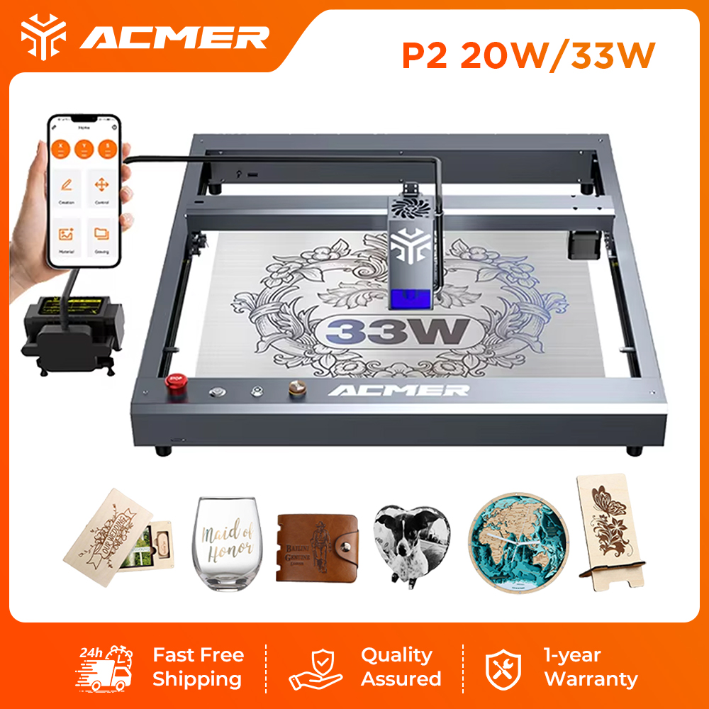Industrial Laser Engraver - ACMER P2 33W レーザー彫刻・切断機 高出力CNC WiFiモジュール