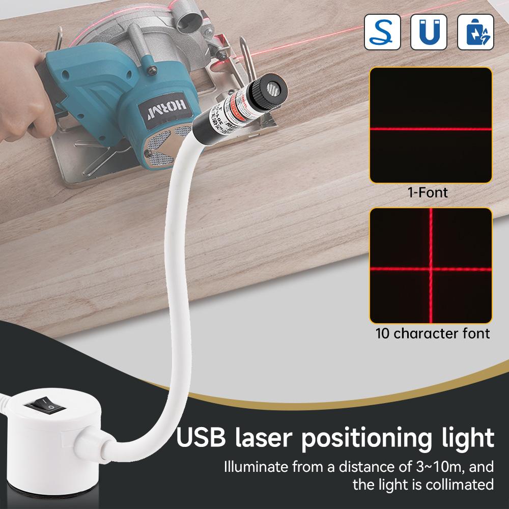 Industrial Laser Beam - USB 電源赤色レーザーライト縫製位置決めランプ切断磁気ベース DC5V ライン/クロスミシンアクセサリー
