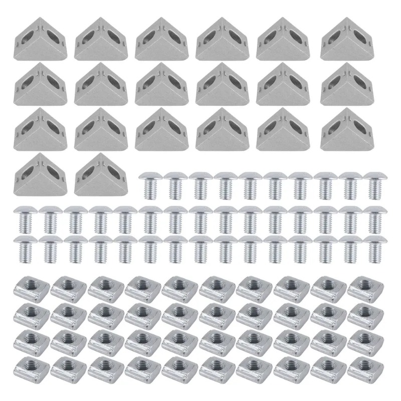 Aluminum T-Slot Profile - アルミニウムプロファイルコネクタセット、コーナーブラケット20個、M5 x 10mm Tスロットナット40個、M5x10mm六角ソケットキャップ40個