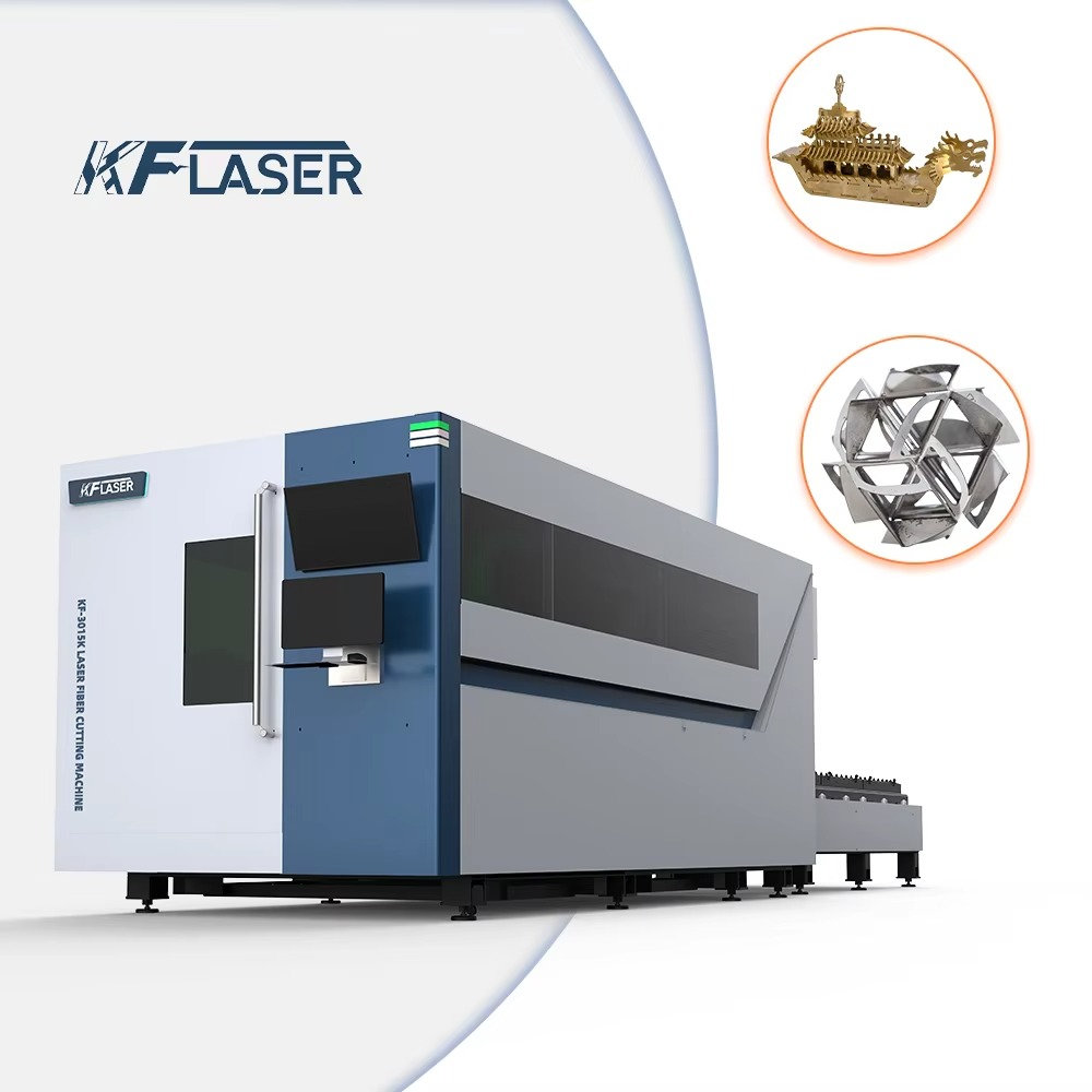 Industrial Laser Cutting Machine Price - 交換テーブル付きCNCファイバーメタルレーザー切断機、鋼材用産業用レーザー切断機（密閉カバープレートカッター付き）の価格