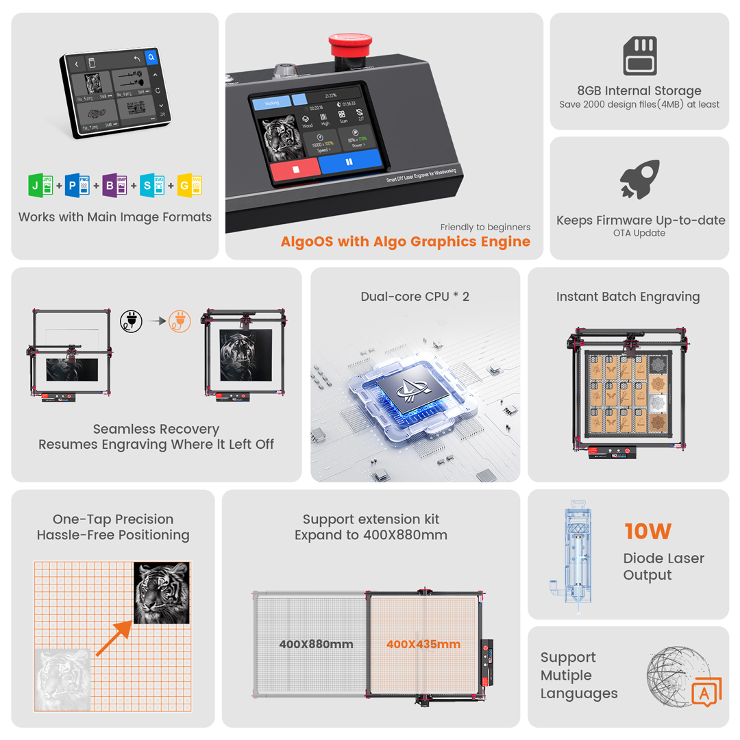 AlgoLaser DIYキット MK2 10Wレーザー彫刻 - Industrial Laser Engraver のレビューと価格