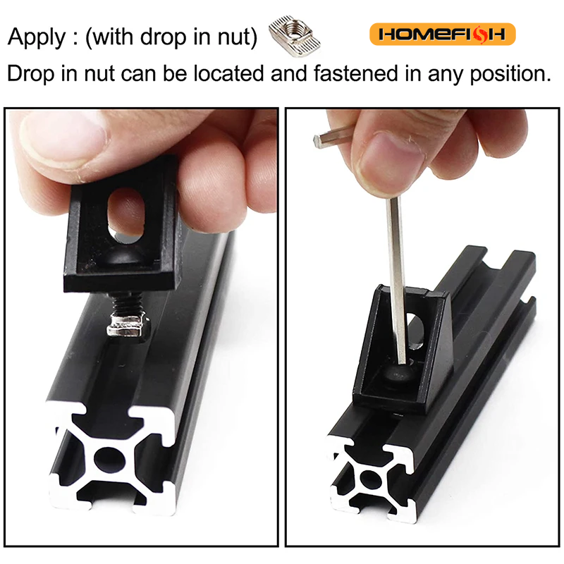 20セットのコーナーブラケット、40個のドロップインTナット - Aluminum T-Slot Profile のレビューと価格